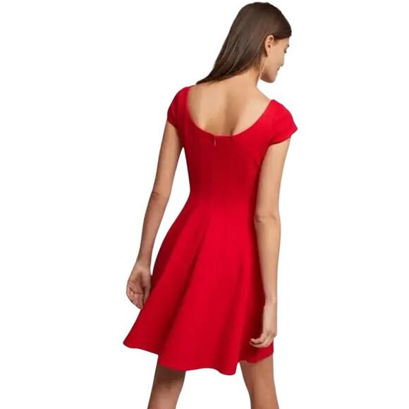 Bailey 44 Zoe Red Mini Dress Scoop Neck Fit & Flare Cap Sleeves Size Large - Picture 2 of 8